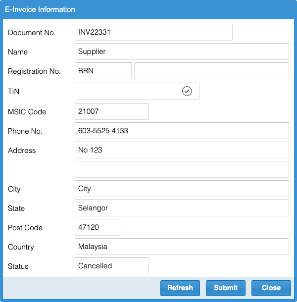 e-invoice information cancel