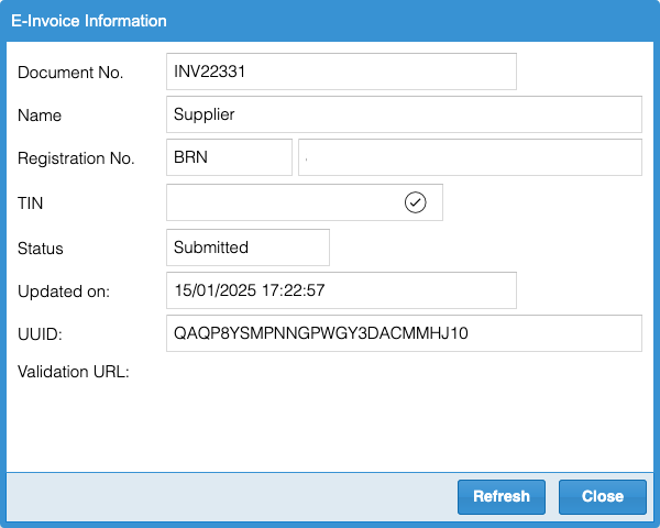 e-invoice information submitted